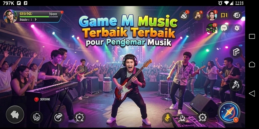 Screenshot gameplay 797K yang memperlihatkan permainan musik yang seru.