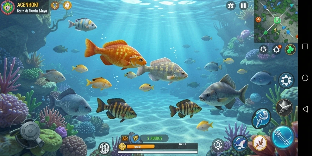 Gameplay seru AGENHOKI dengan aksi tembak ikan yang menarik.