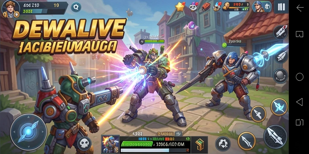 Screenshot utama DEWALIVE yang menunjukkan pertarungan strategis.