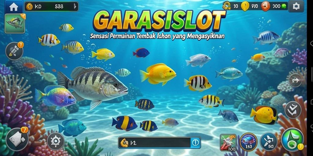 Tampilan gameplay GARASISLOT dengan aksi menembak ikan yang seru.