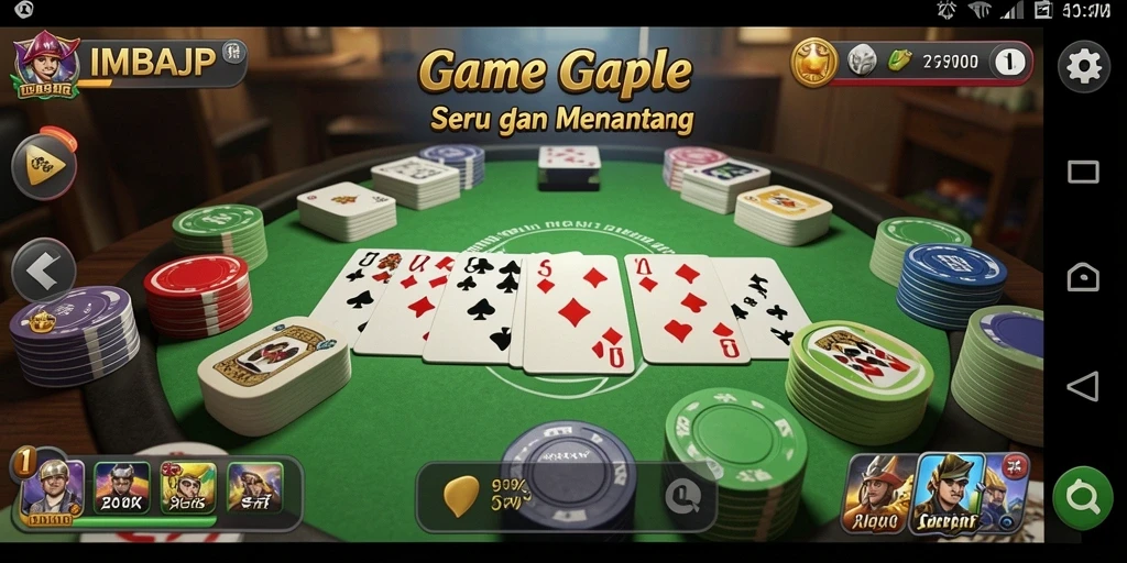 Tampilan seru gameplay Gaple di IMBAJP.