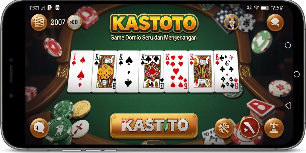 Screenshot KASTOTO menunjukkan gameplay seru permainan Domino.