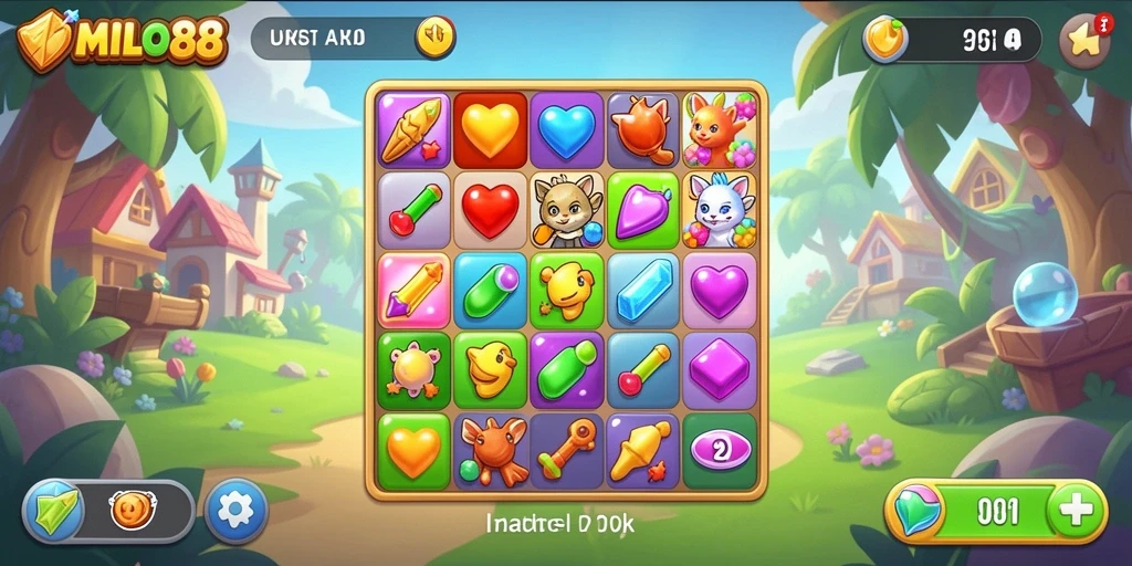 Tampilan gameplay seru dari MILO88 dalam aksi Match-3.