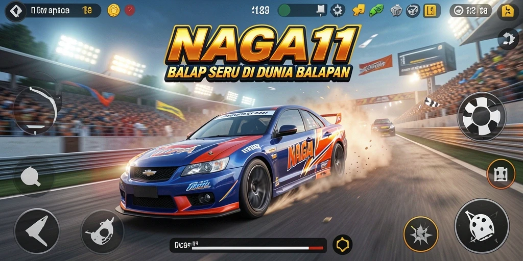 Gameplay NAGA11 yang mendebarkan dengan balapan seru.