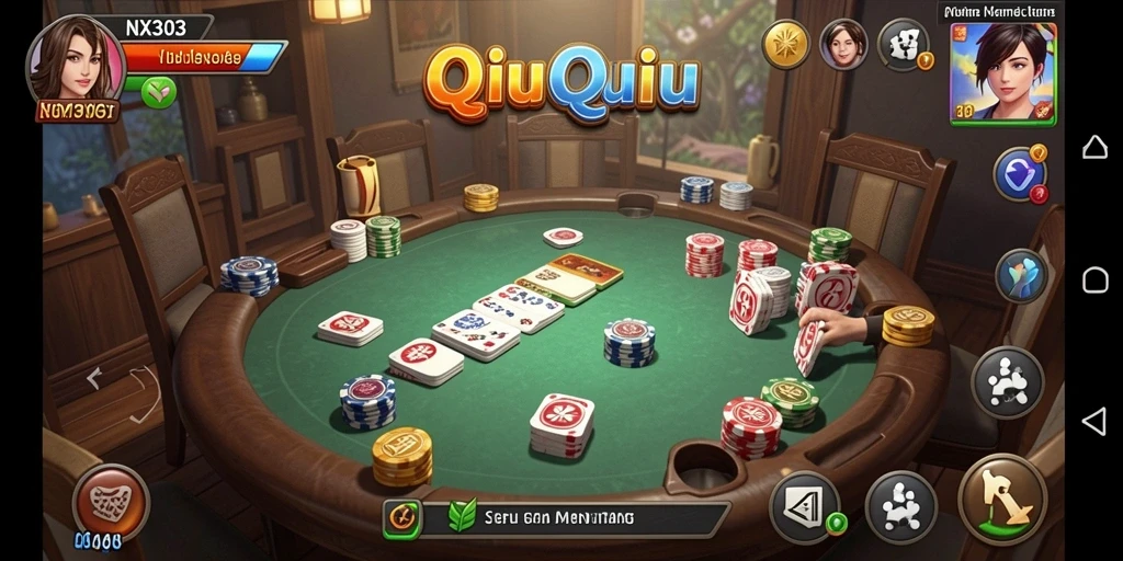 Screenshot menunjukan gameplay QiuQiu yang seru dan interaktif.