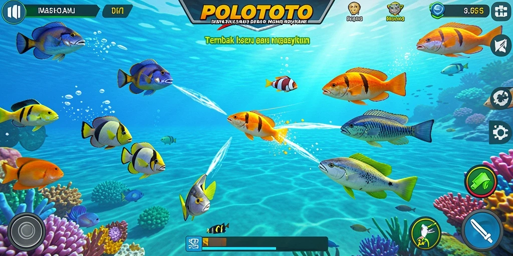 Screenshot gameplay menampilkan serunya bermain Tembak Ikan di POLOTOTO.