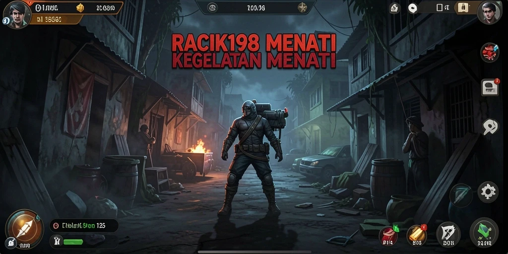 Tampilan seram saat karakter menjelajahi ruangan gelap.