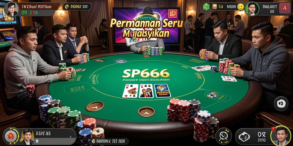 Tampilan gameplay poker yang seru dan menarik di SP666.