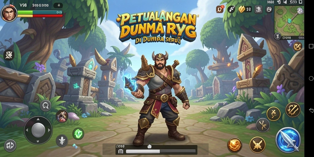 Tangkapan layar dari gameplay V98 menampilkan karakter dalam pertempuran epik.